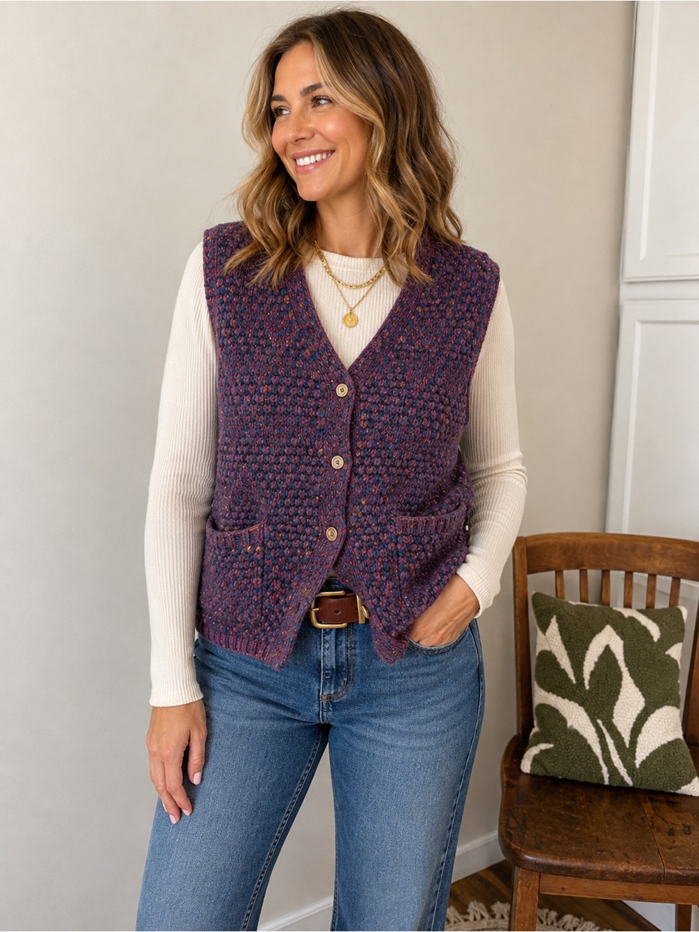 Vintage Woolrich Outdoorwear Multicolor Knit Vest – XL